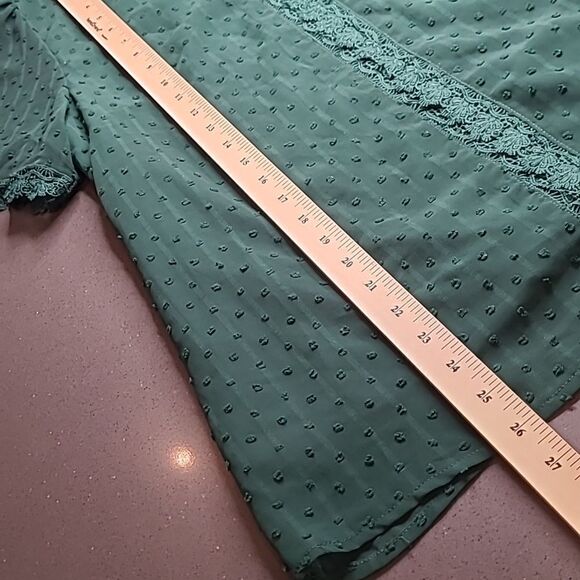 Forest green sz M sheer top, lined - Picture 8 of 11
